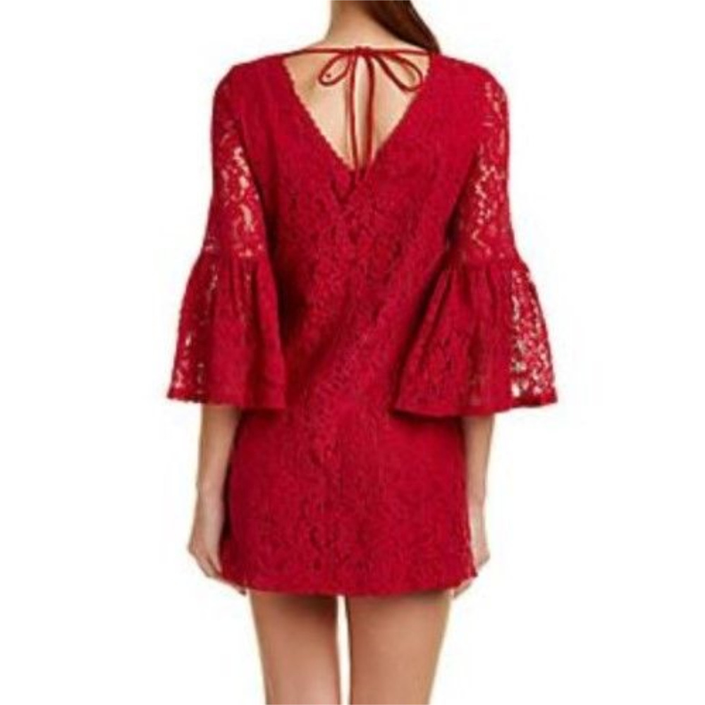 Laundry Shelli Segal Dress 12 Red Floral Lace Boho